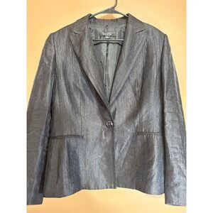 Kasper Womens‎ Black Metallic Shimmer Single Button Blazer Jacket Size 14